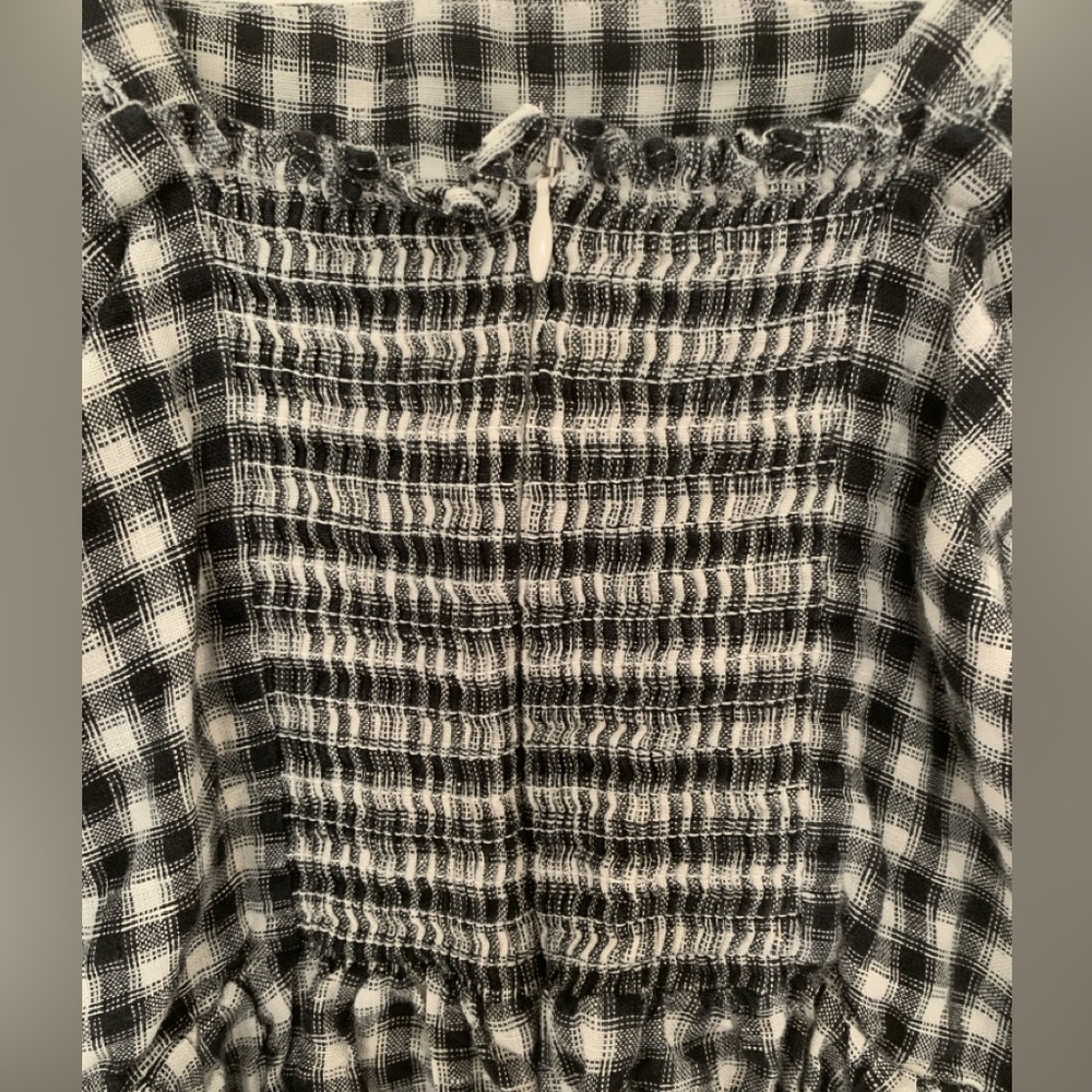 EUC Quince Black & White Gingham Maxi Dress — Smocked Bodice & Adjustable Straps - Picture 4 of 11